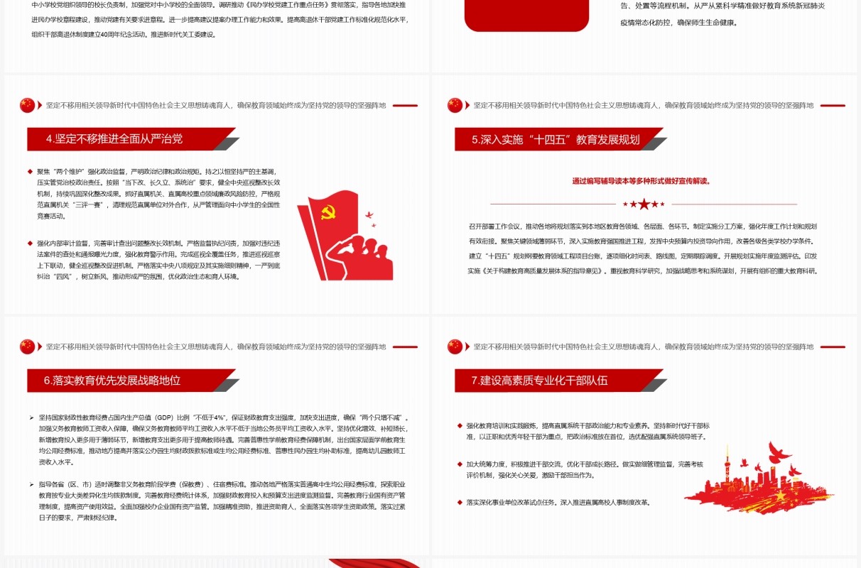 红色简约教育部2022年工作要点PPT模板