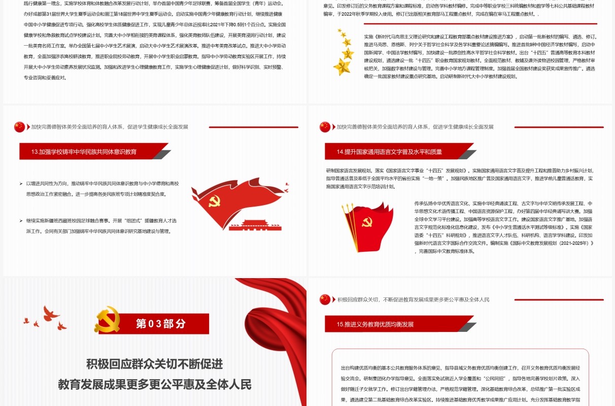 红色简约教育部2022年工作要点PPT模板
