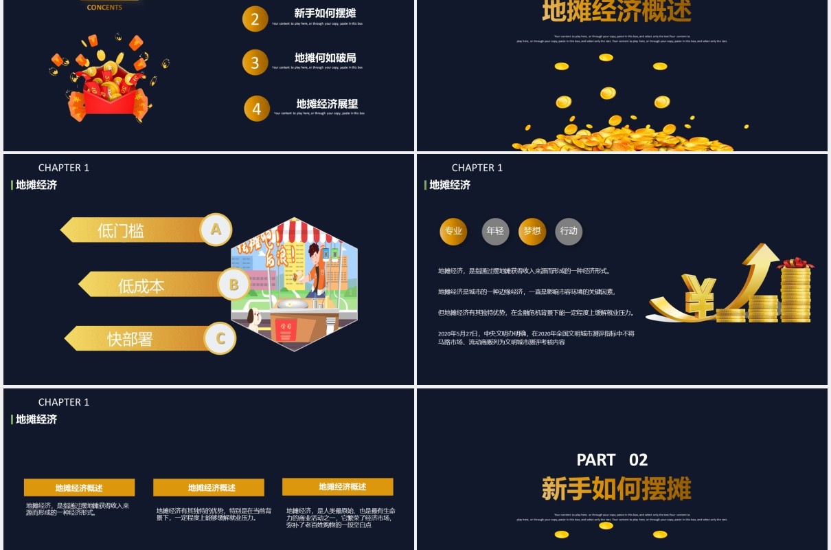 低门槛地摊黄金经济PPT模板