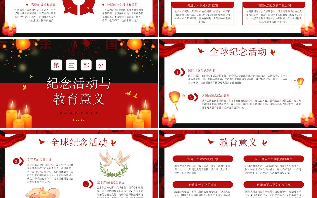 红黑简约风国际大屠杀纪念日PPT模板