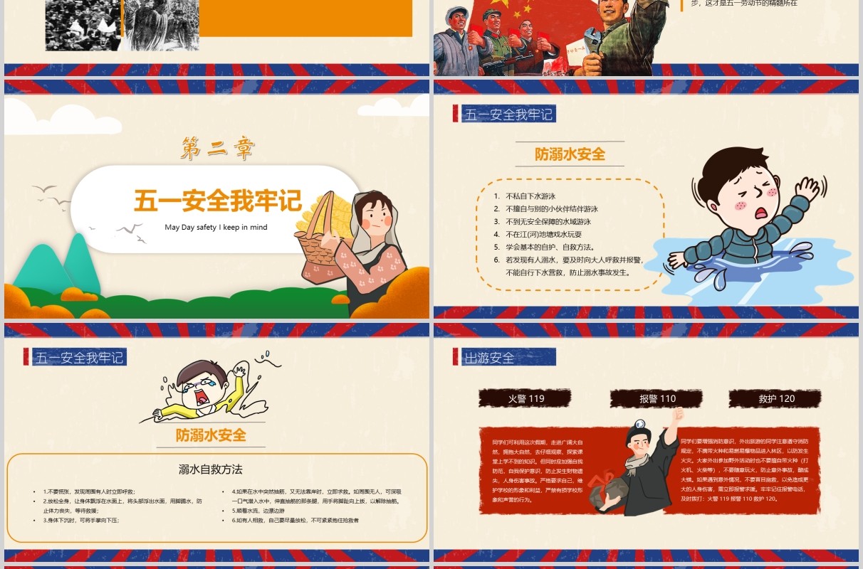 学生假期安全教育劳动节五一主题班会课件PPT模板