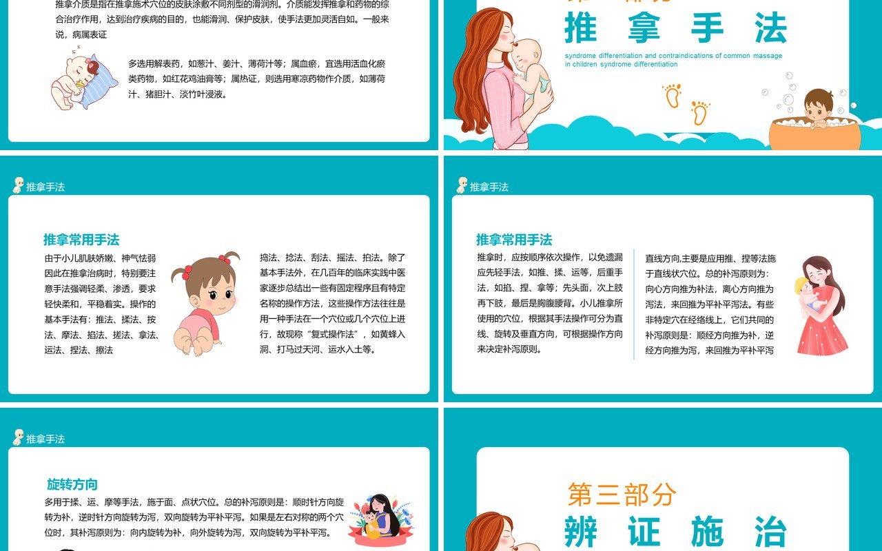 小儿推拿手法辨证施治及禁忌动态PPT模板