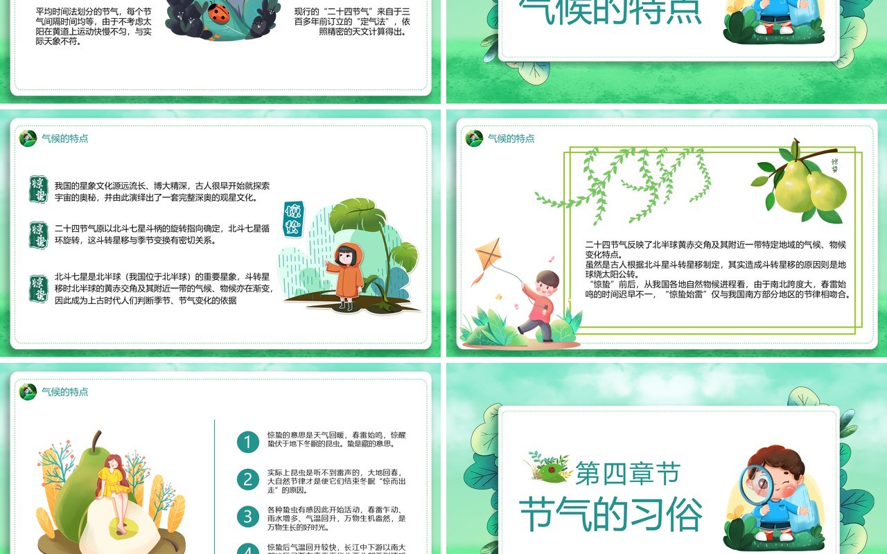 中国传统节日二十四节气之惊蛰习俗介绍PPT模板