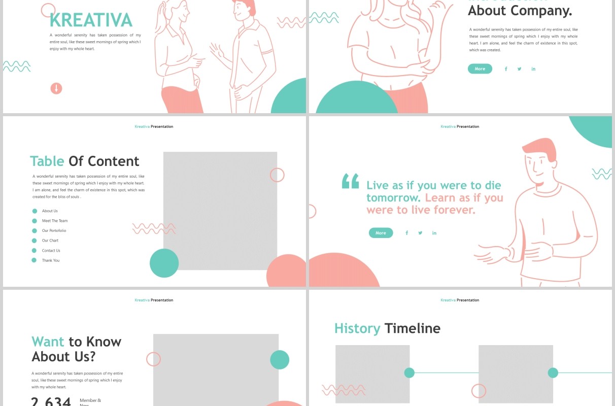 创意教育机构PPT图片排版模板Kreativa - Creative Agency Powerpoint Template