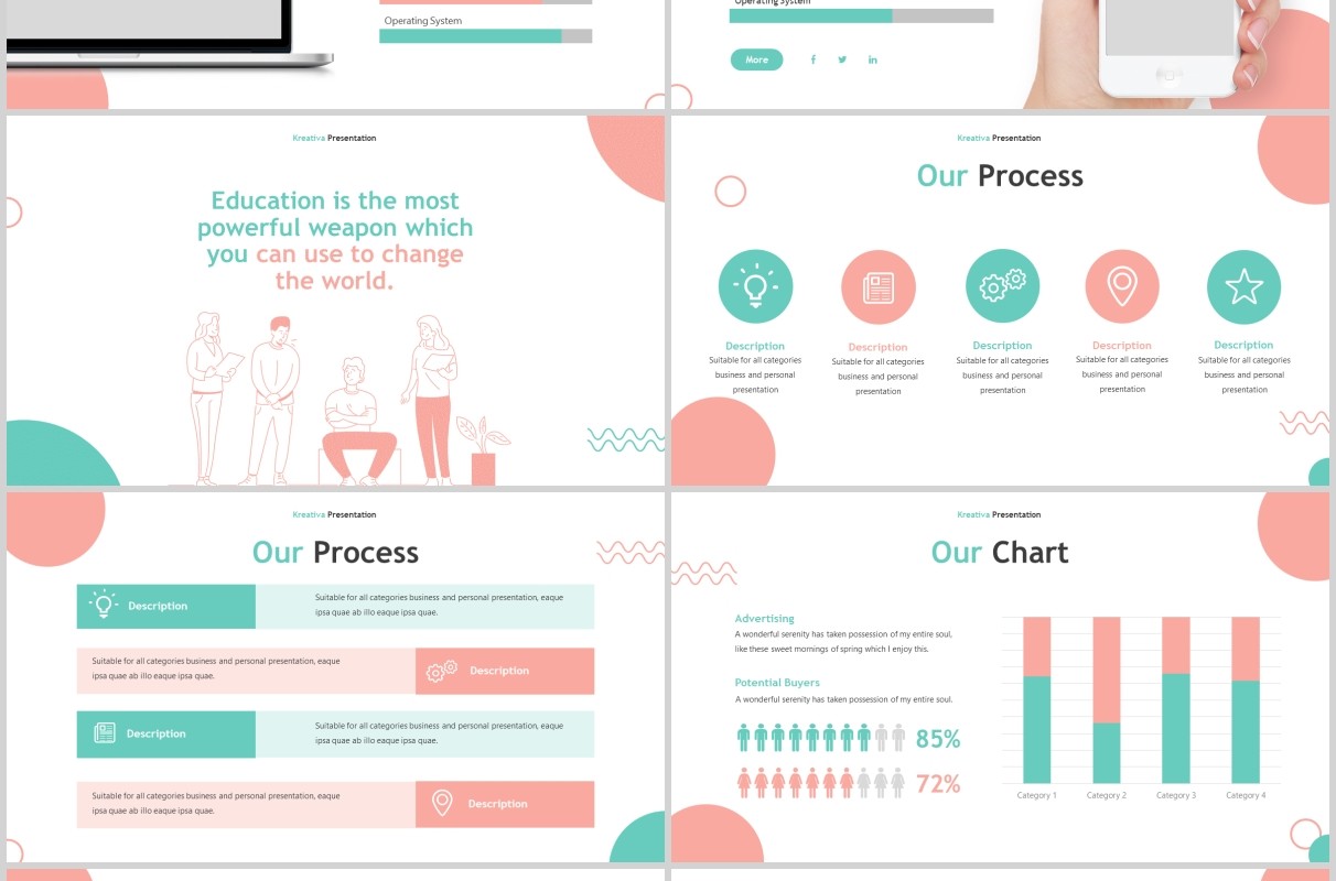 创意教育机构PPT图片排版模板Kreativa - Creative Agency Powerpoint Template