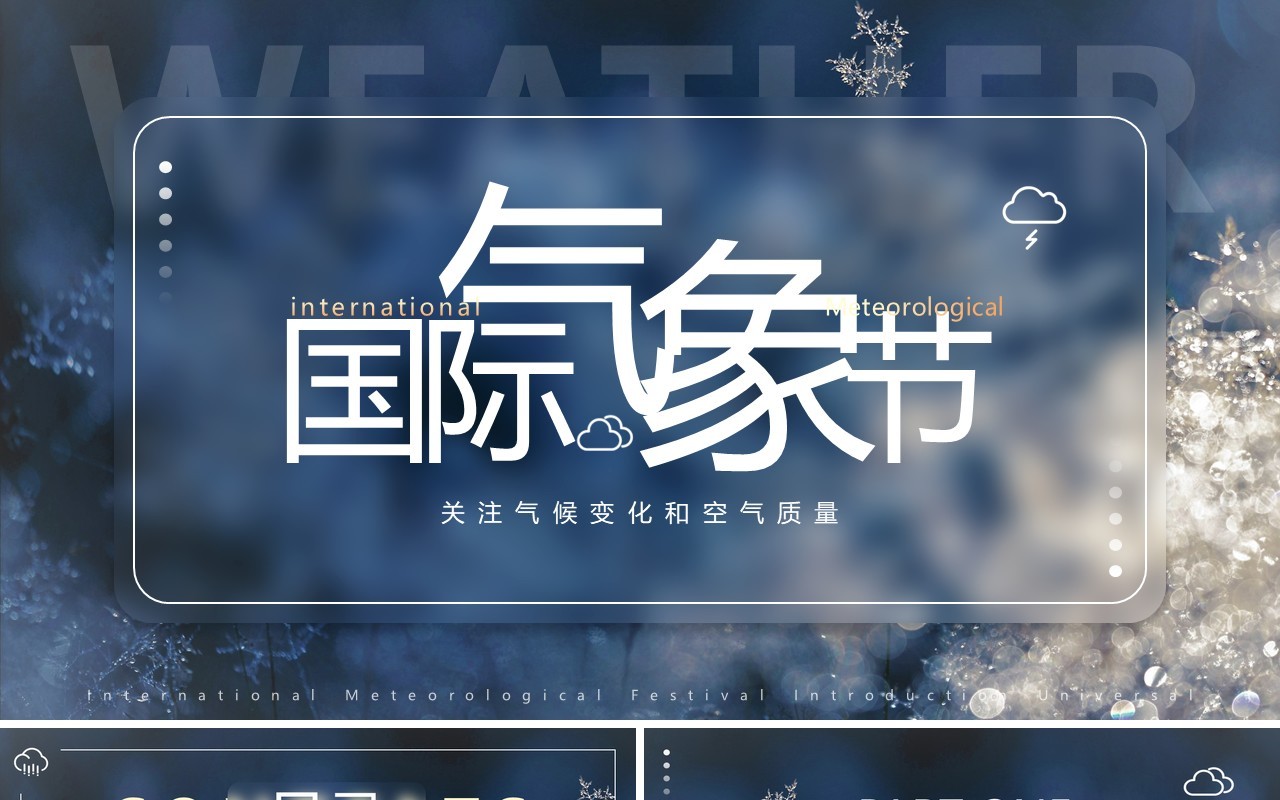 蓝色简约风国际气象节动态PPT通用模板