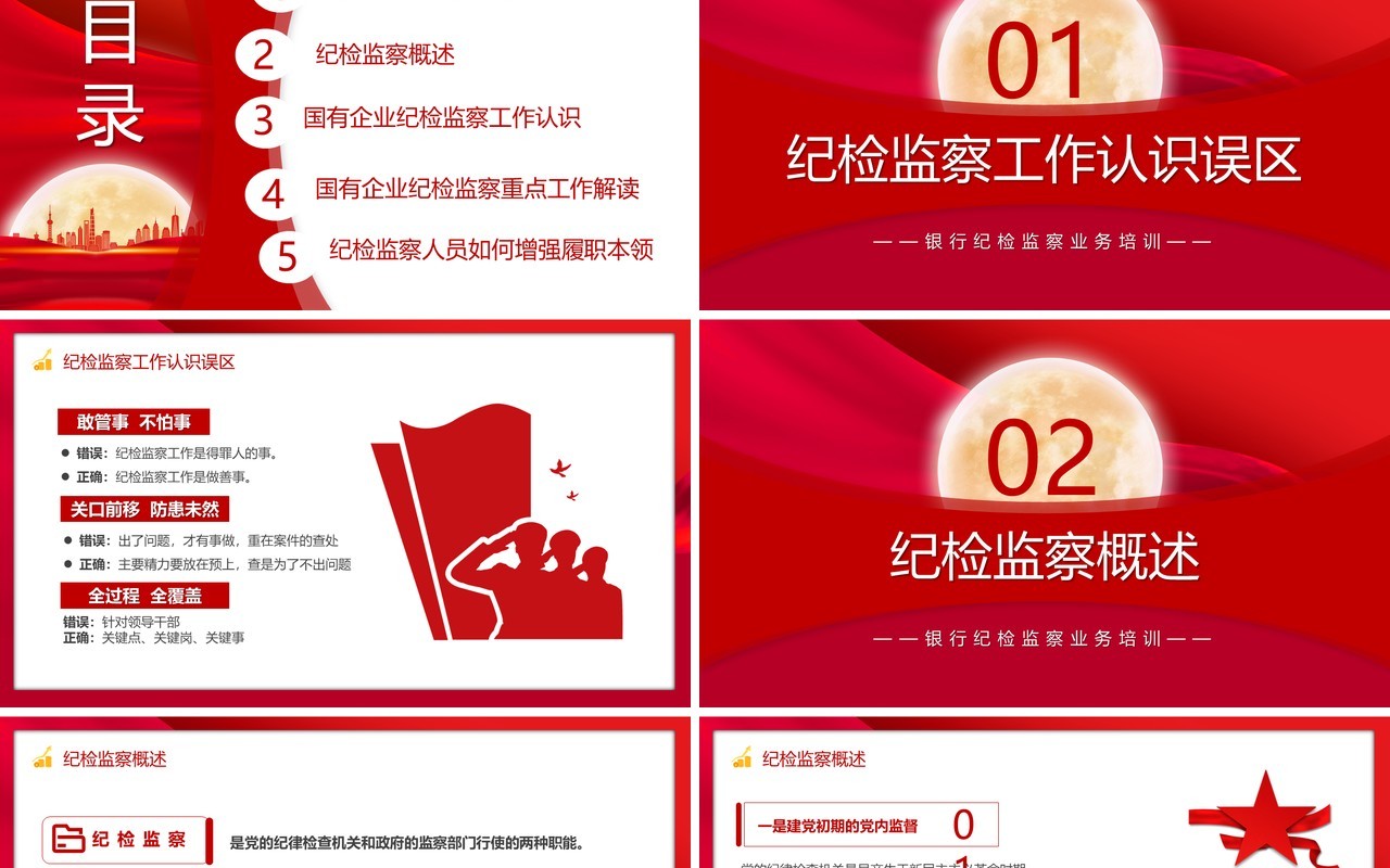 红色银行纪检监察业务培训PPT模板