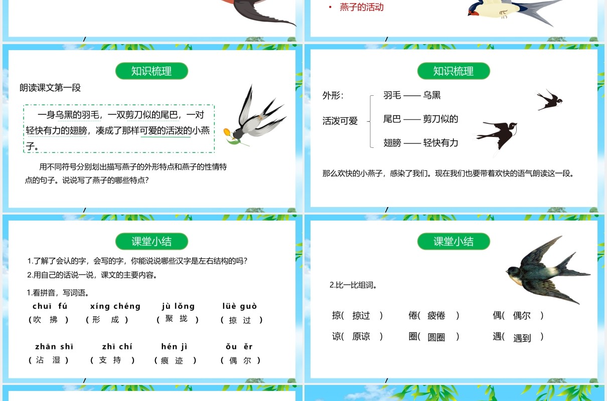 人教版三年级语文下册燕子课件PPT模板