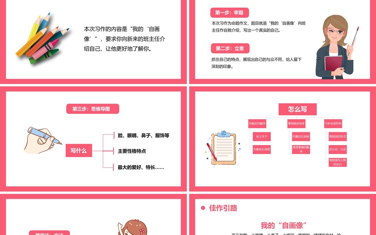 部编版四年级语文下册我的自画像课件PPT模板