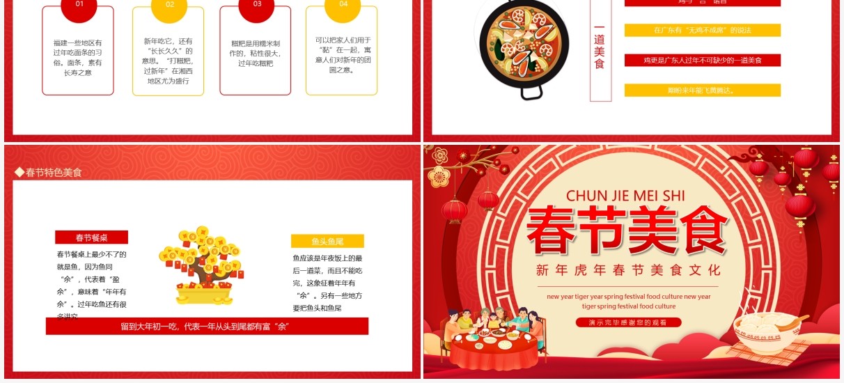 新年虎年春节美食文化动态PPT模板