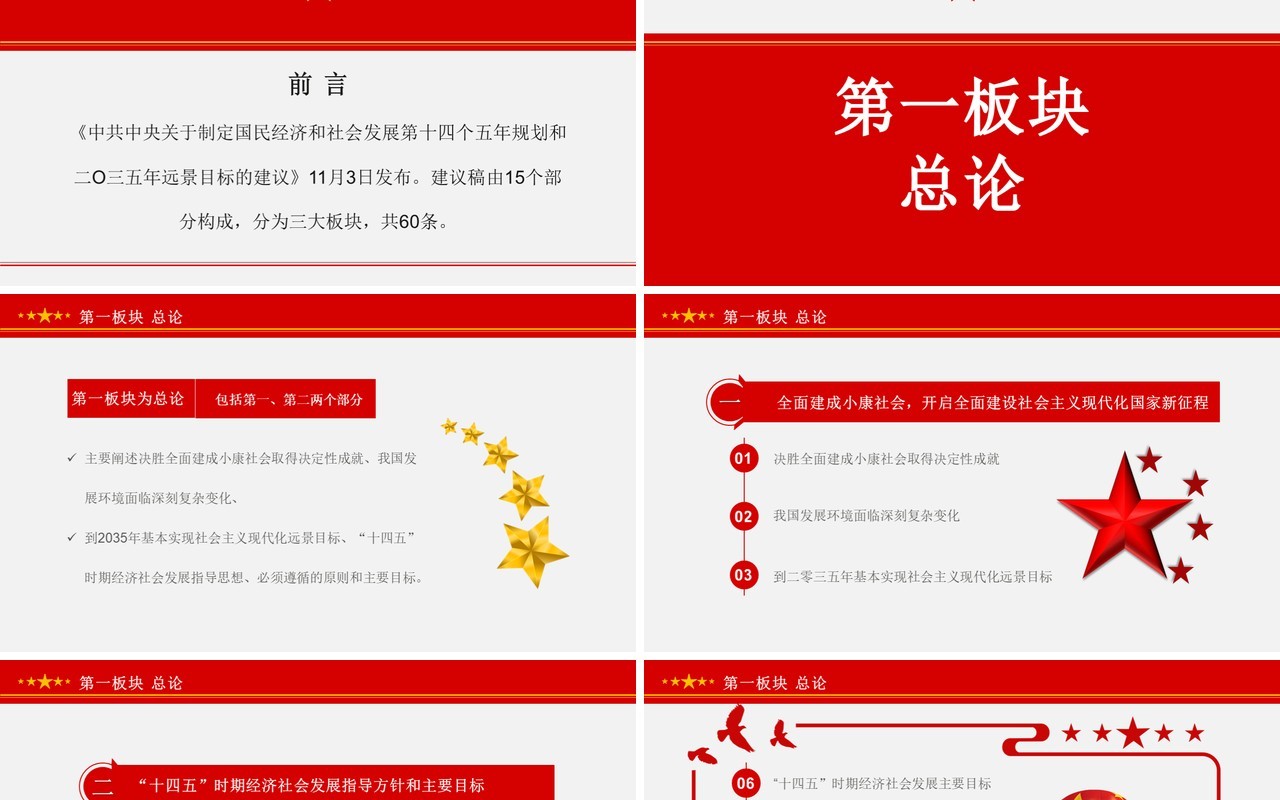 简约党建风规划建议60条党课通用PPT模板