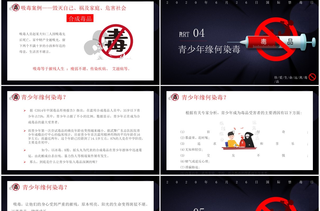 国际禁毒日宣传教育主题PPT模板