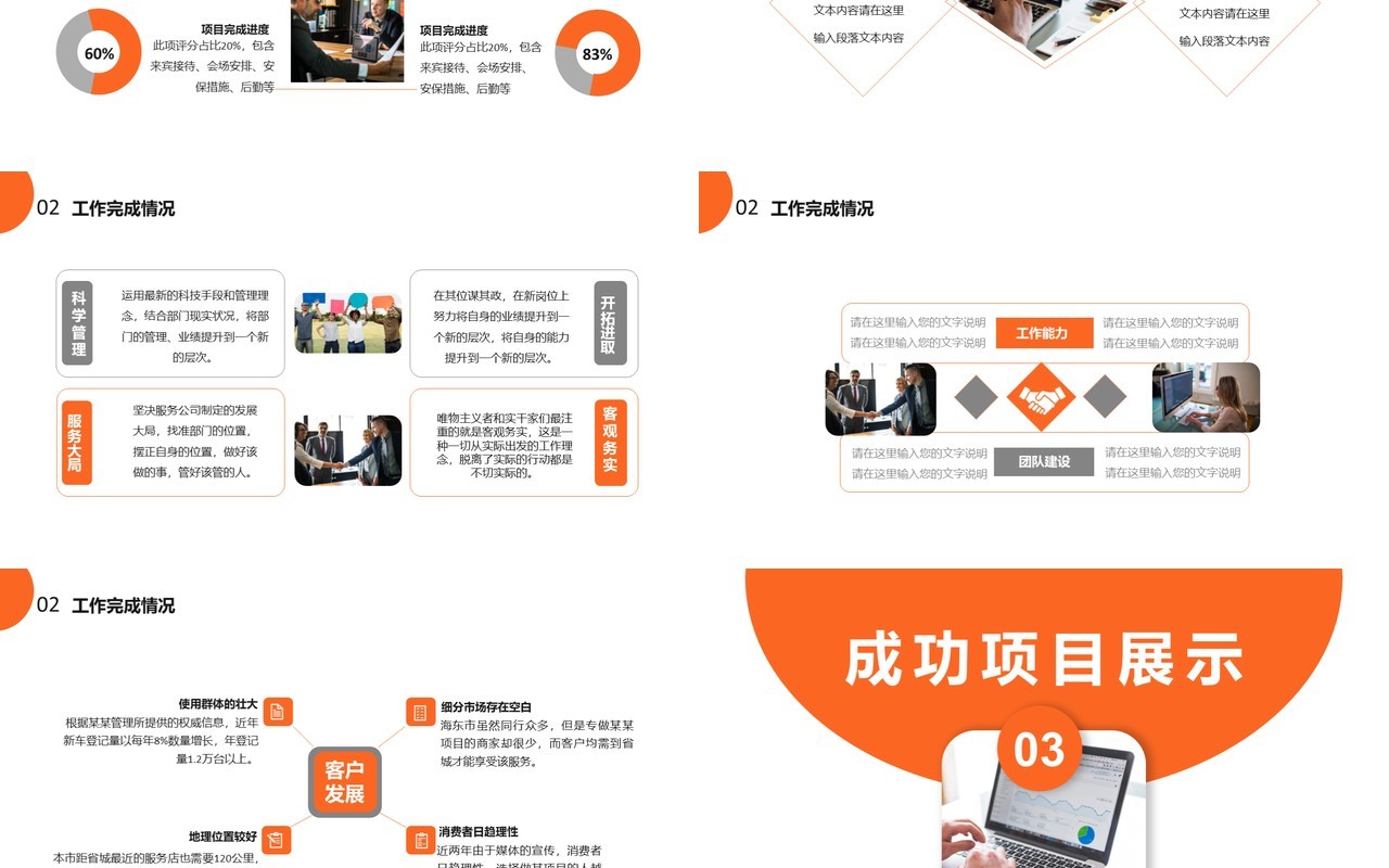 橙色商务风年终工作总结计划报告通用PPT模板