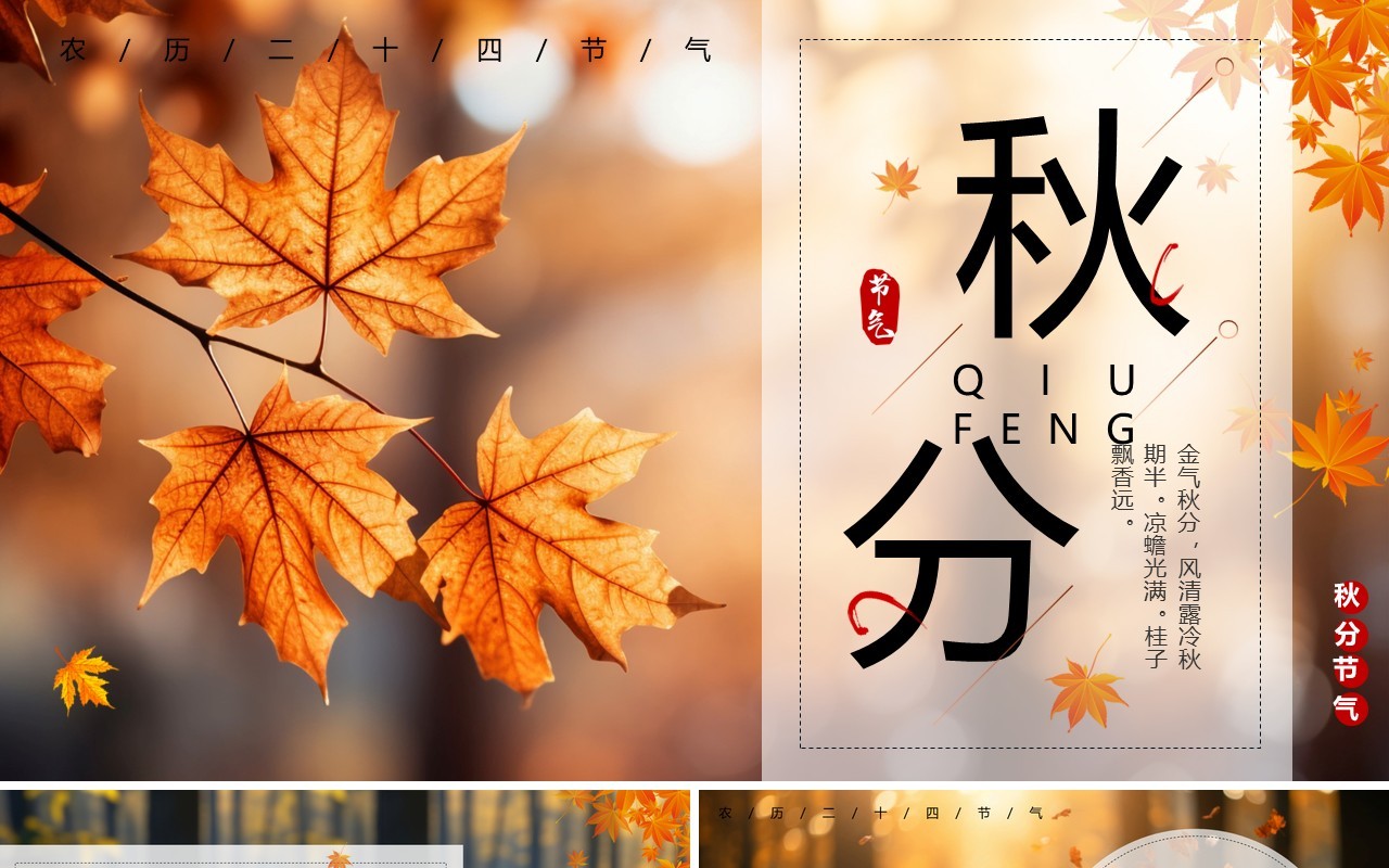 橙色中国风二十四节气之秋分PPT模板