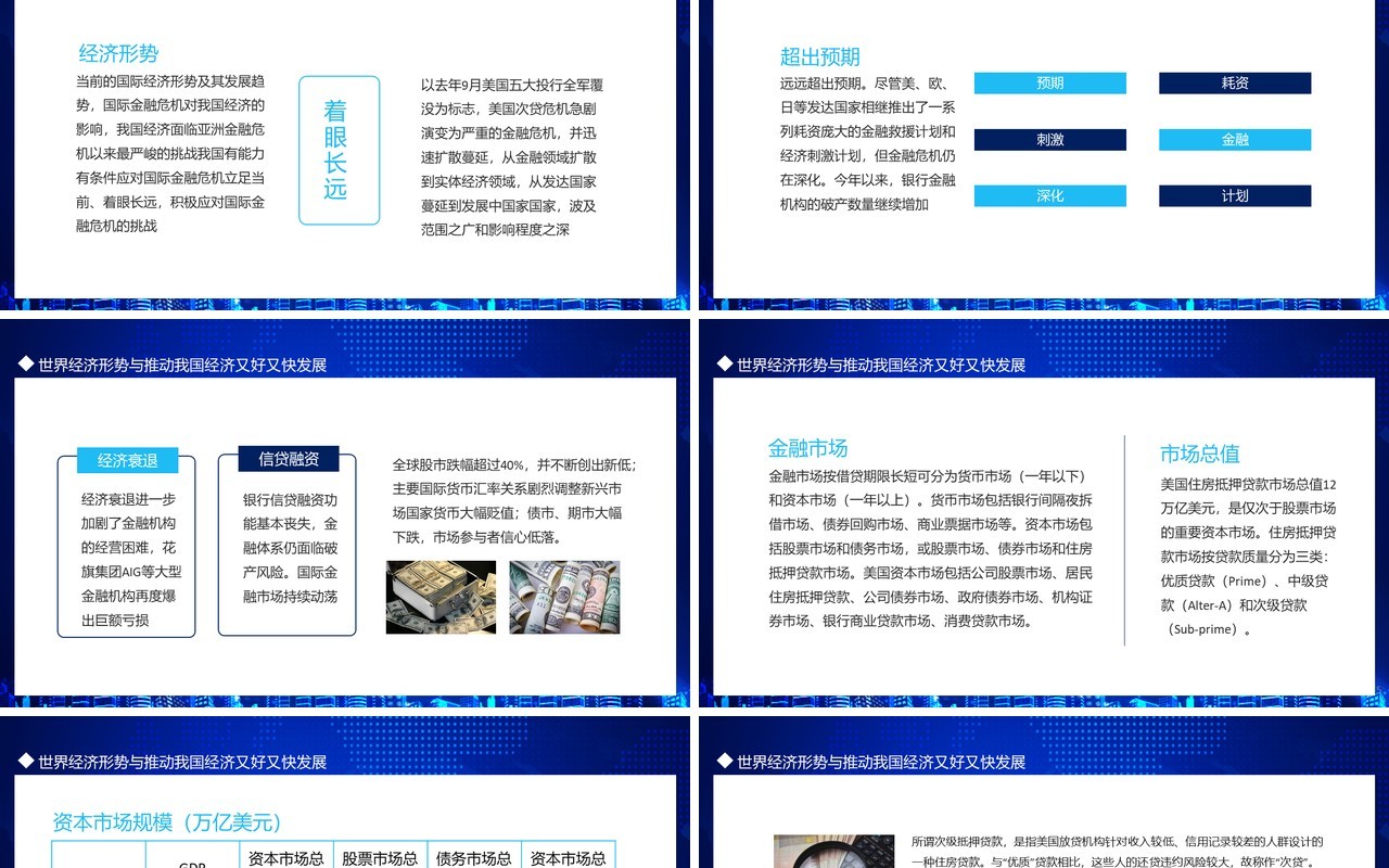 蓝色世界经济形势与推动我国经济又好又快发展动态PPT模板