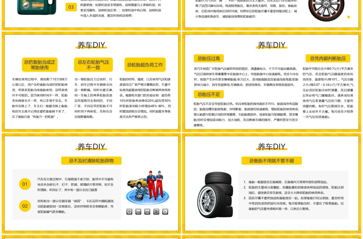 黄色卡通风格汽车基础知识培训PPT模板