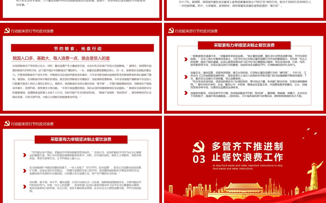 厉行节约反对浪费制止餐饮浪费行为作出重要指示解读动态党政党建课件PPT模板