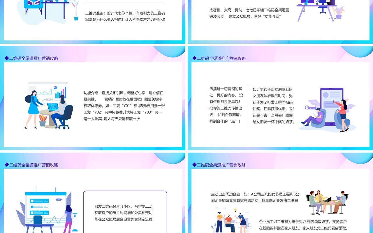 渐变二维码全渠道推广营销攻略动态PPT模板