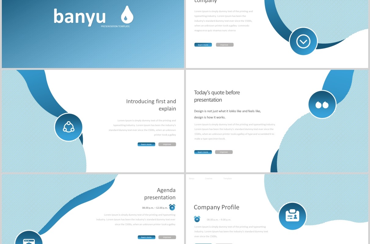 蓝色旅游项目计划书PPT模板创意图文排版设计Banyu - Powerpoint Template