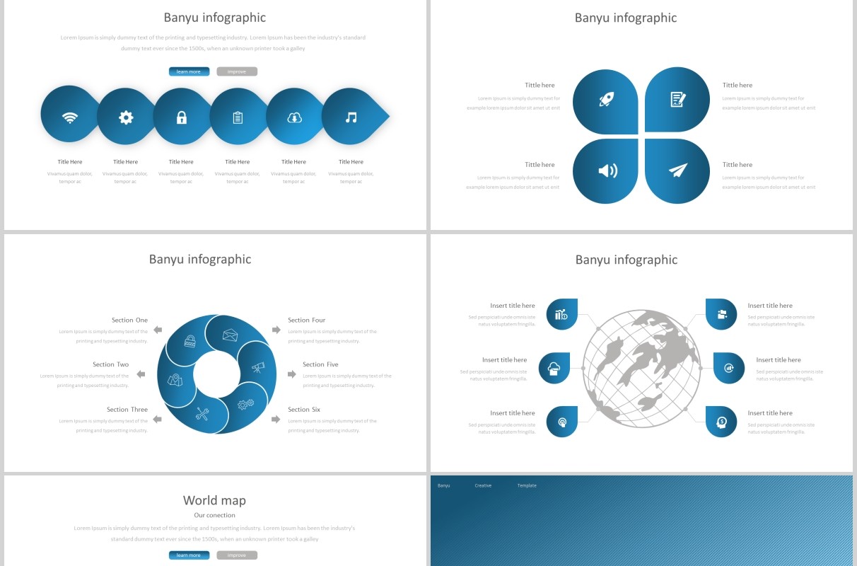 蓝色旅游项目计划书PPT模板创意图文排版设计Banyu - Powerpoint Template