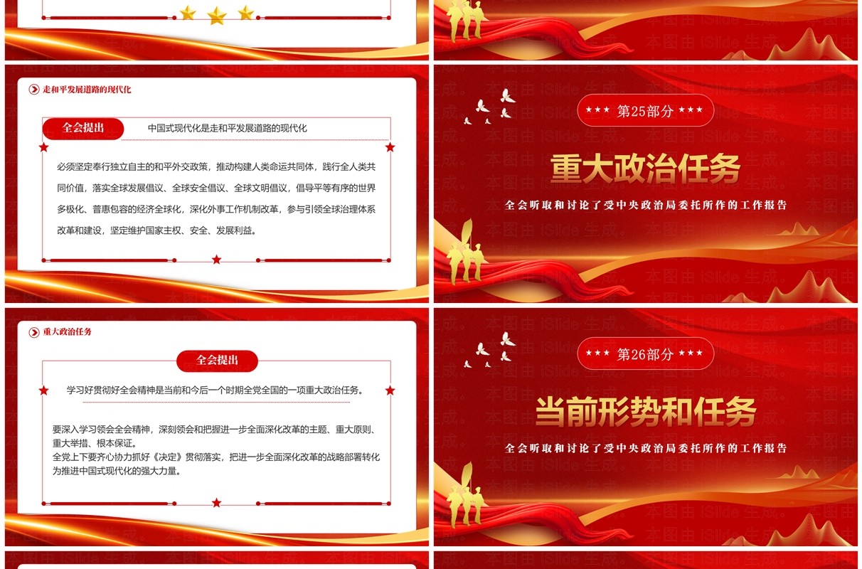 红色党政风二十届三中全会公报速读PPT模板