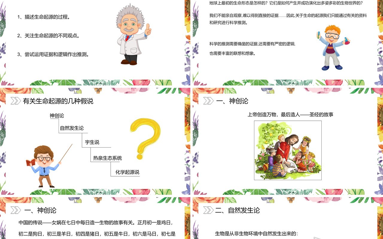 部编版八年级生物下册地球上生命的起源课件PPT模板