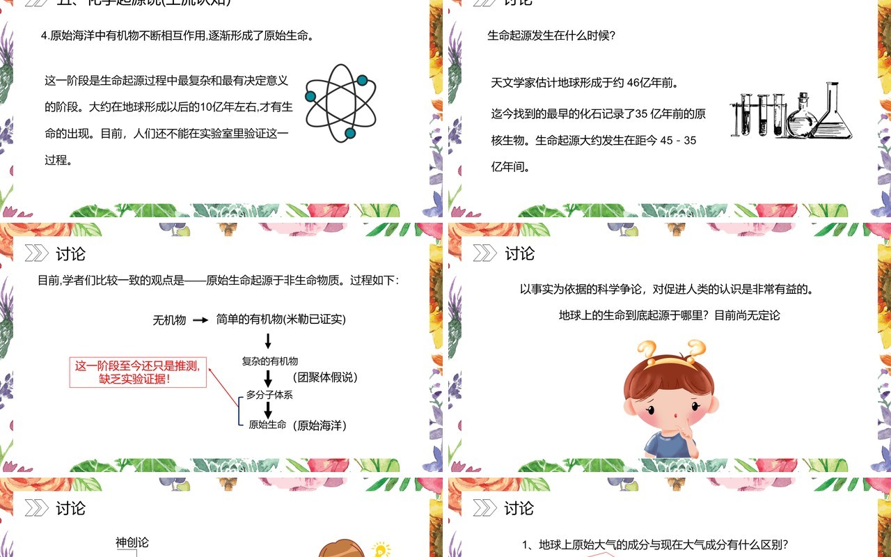部编版八年级生物下册地球上生命的起源课件PPT模板