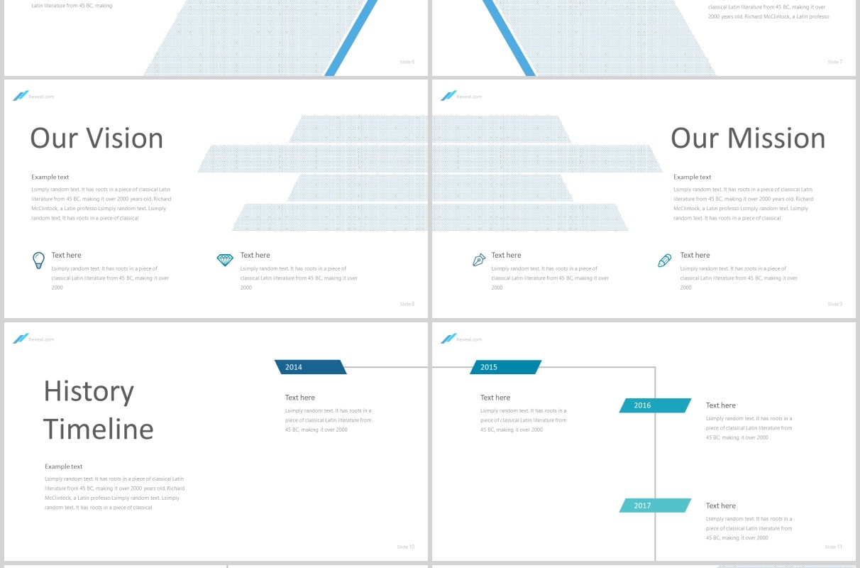 蓝色公司简介PPT信息图表模板reveal powerpoint template
