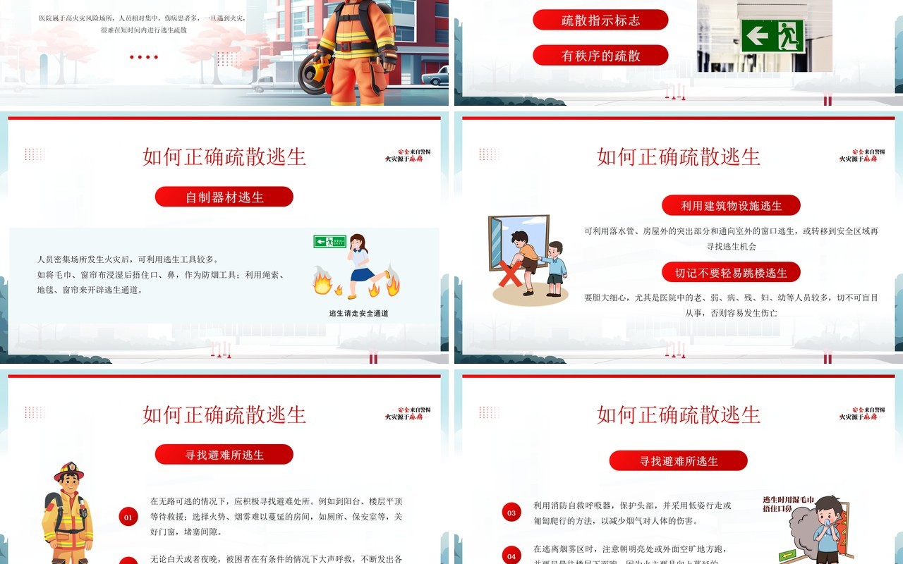 红色插画风安全来源于警惕火灾源于麻痹PPT模板