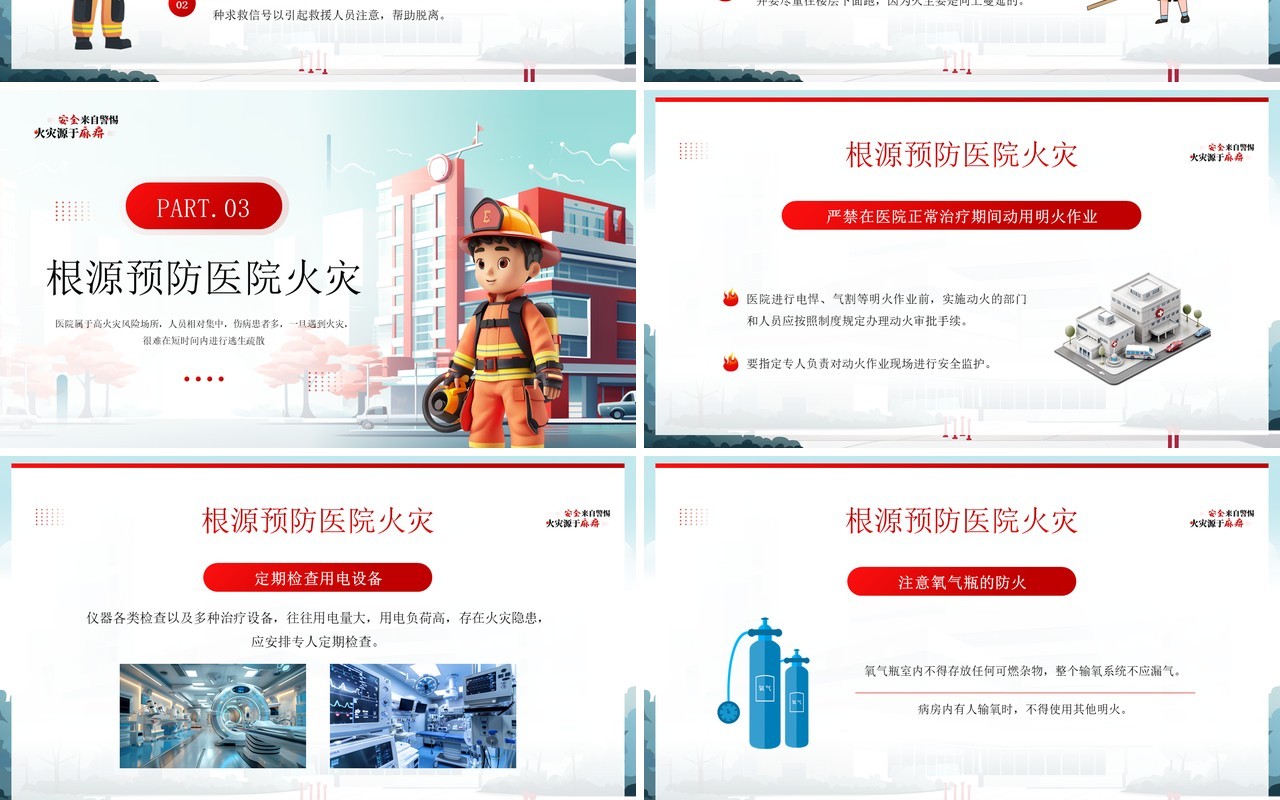 红色插画风安全来源于警惕火灾源于麻痹PPT模板
