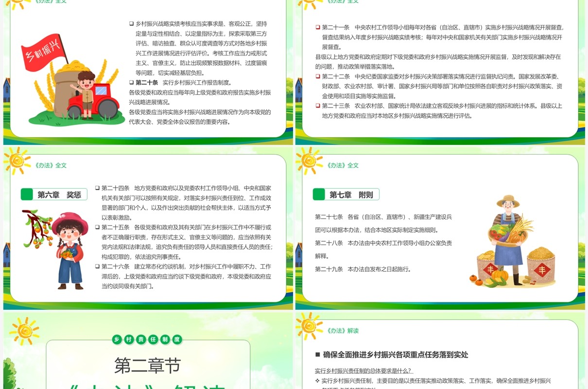 绿色卡通风乡村振兴责任制实施办法PPT模板