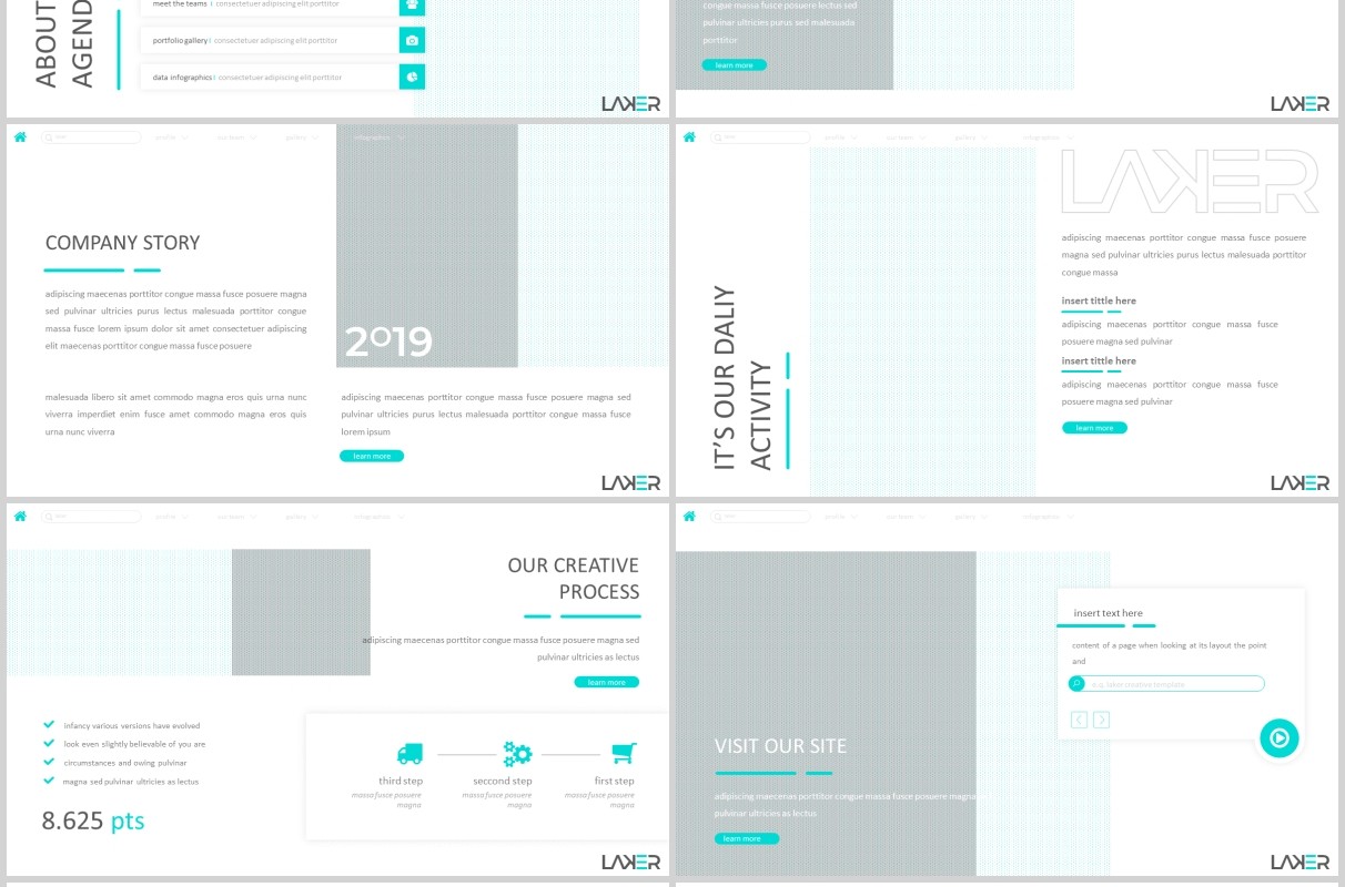 公司介绍个人简历PPT模板版式设计Laker Powerpoint Template