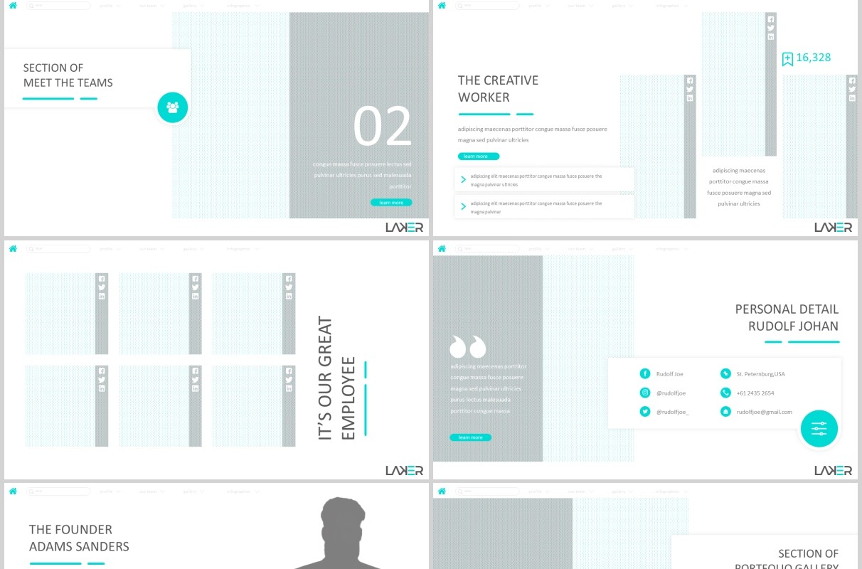 公司介绍个人简历PPT模板版式设计Laker Powerpoint Template