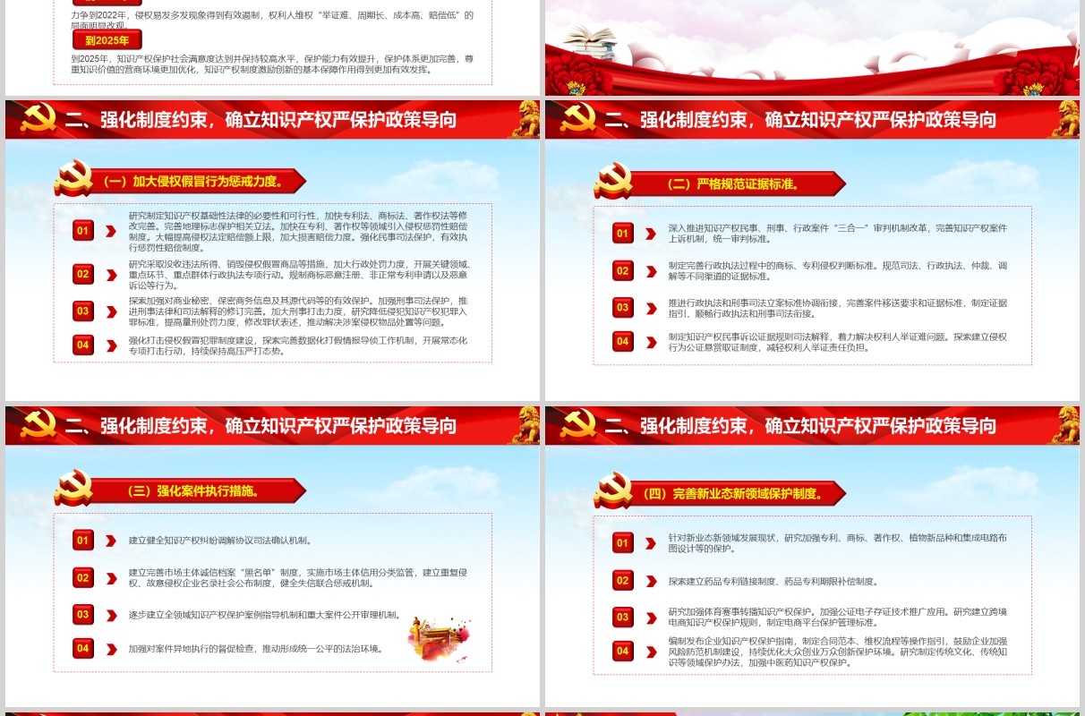 关于强化知识产权保护的意见党政党建党课学习培训PPT讲稿模板