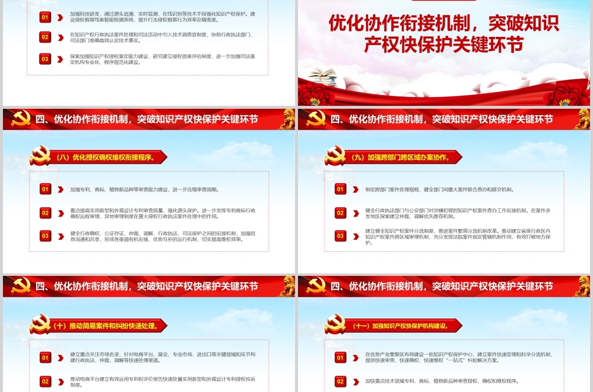 关于强化知识产权保护的意见党政党建党课学习培训PPT讲稿模板