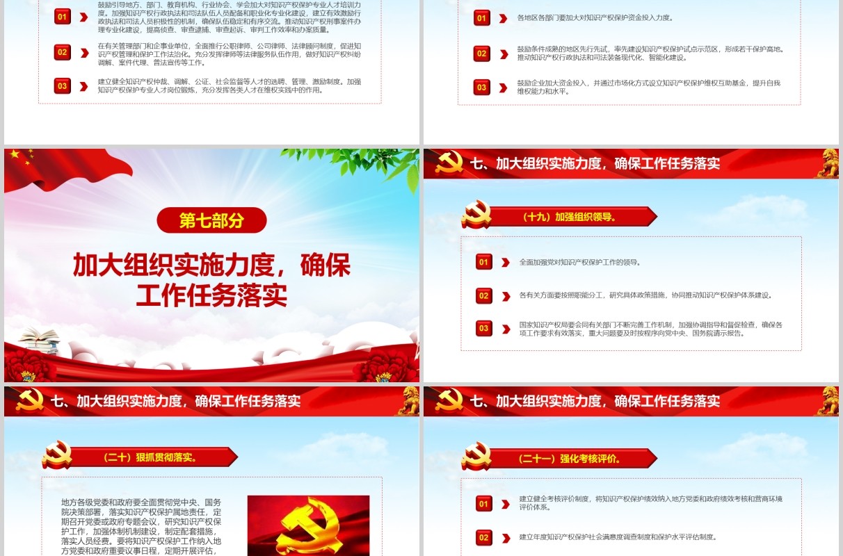 关于强化知识产权保护的意见党政党建党课学习培训PPT讲稿模板