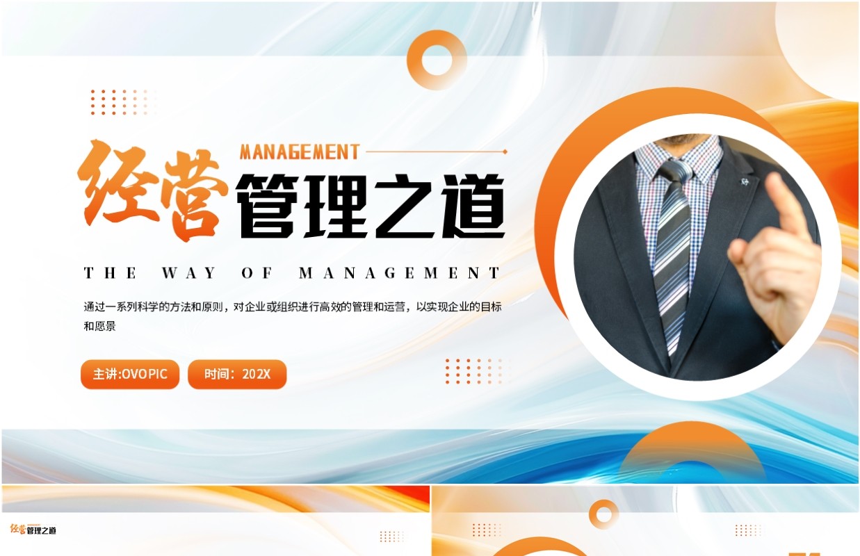 橙色商务风经营管理之道企业培训PPT模板