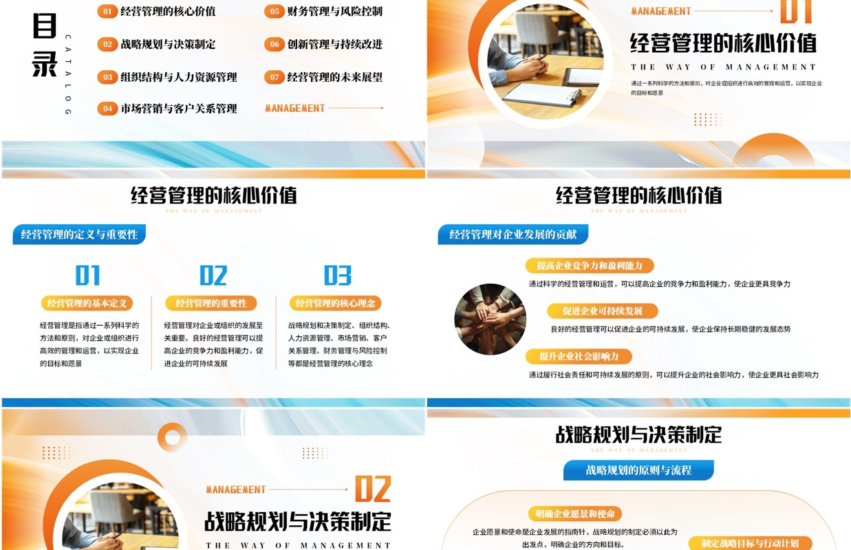 橙色商务风经营管理之道企业培训PPT模板