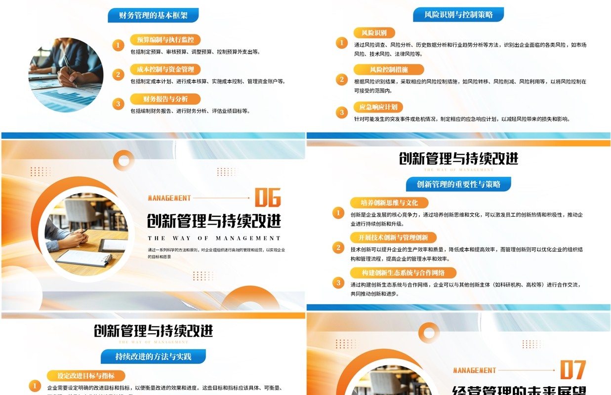 橙色商务风经营管理之道企业培训PPT模板