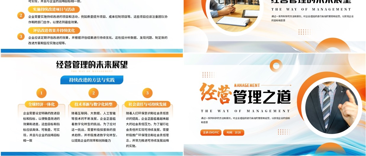 橙色商务风经营管理之道企业培训PPT模板