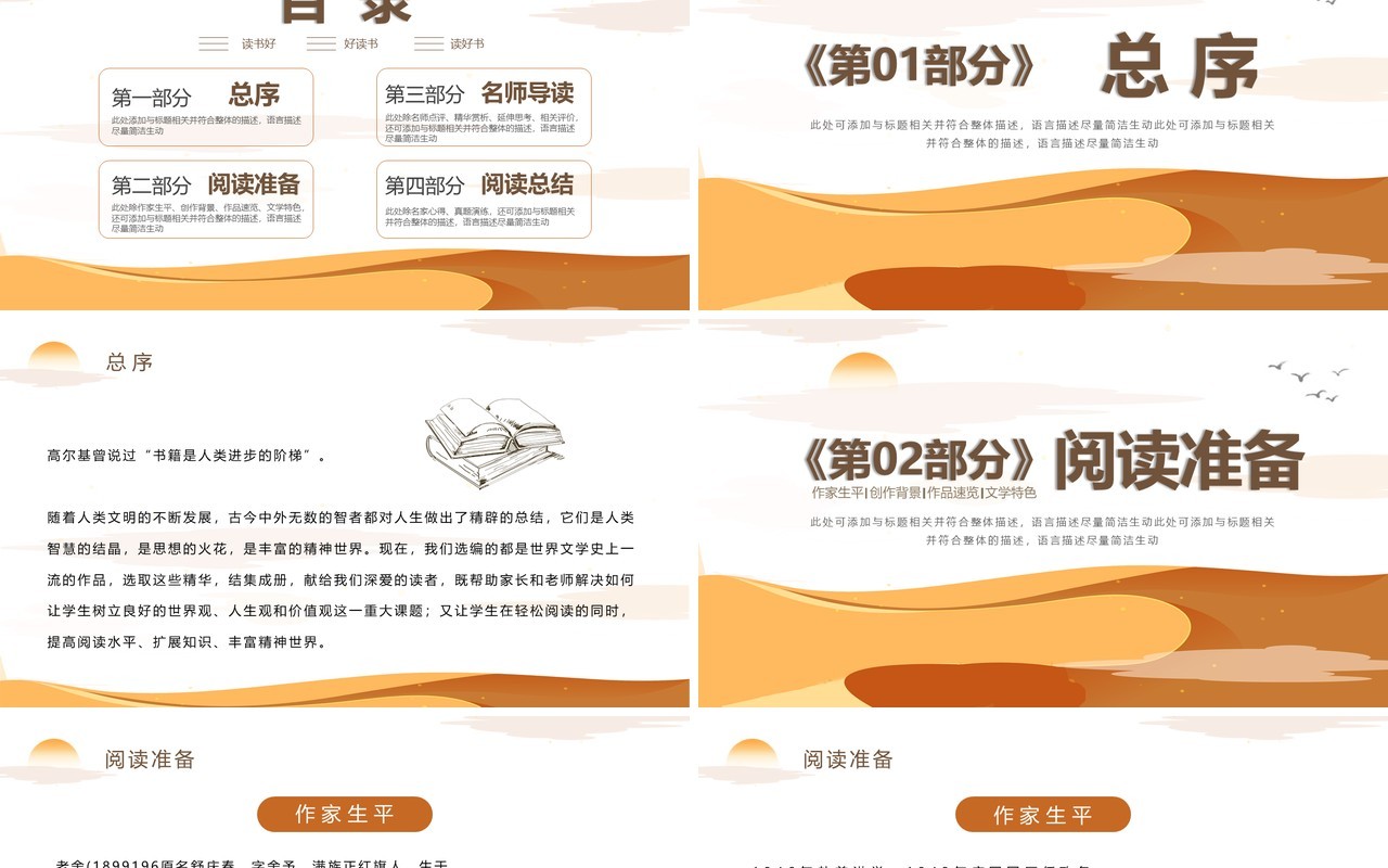 黄色简约骆驼祥子导读教育课件PPT模板