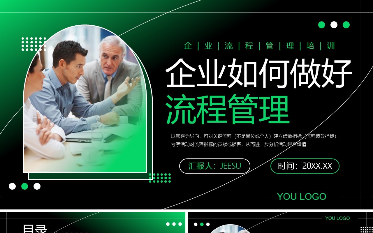 绿色商务风企业如何做好流程管理PPT模板