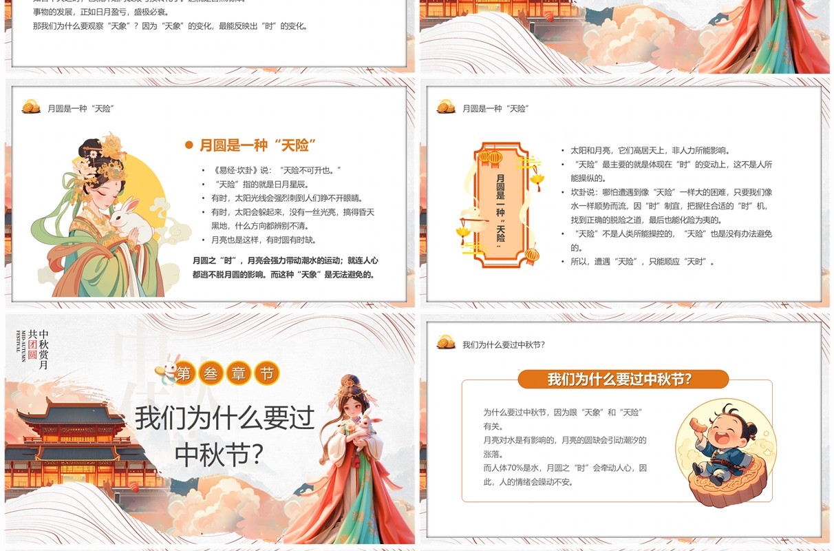 橙色中国风传统节日中秋节介绍PPT模板