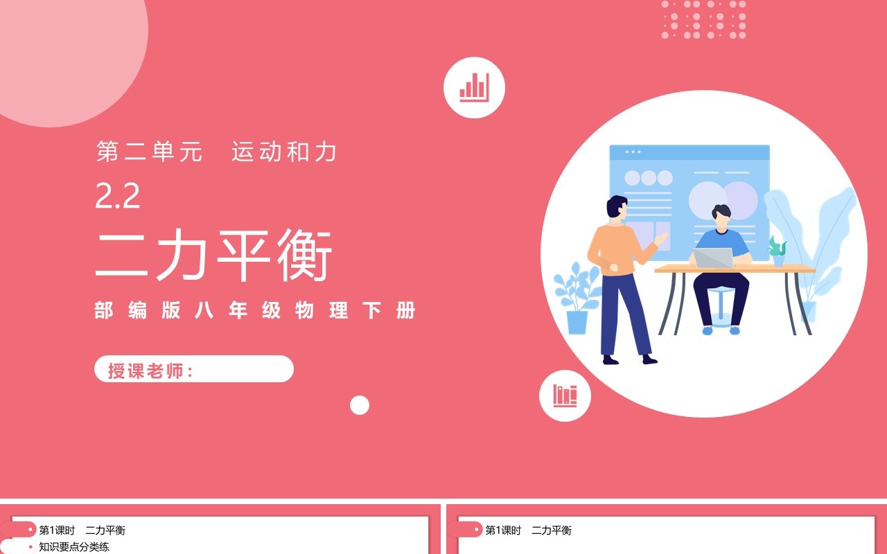 部编版初中八年级下册物理二力平衡教案PPT模板