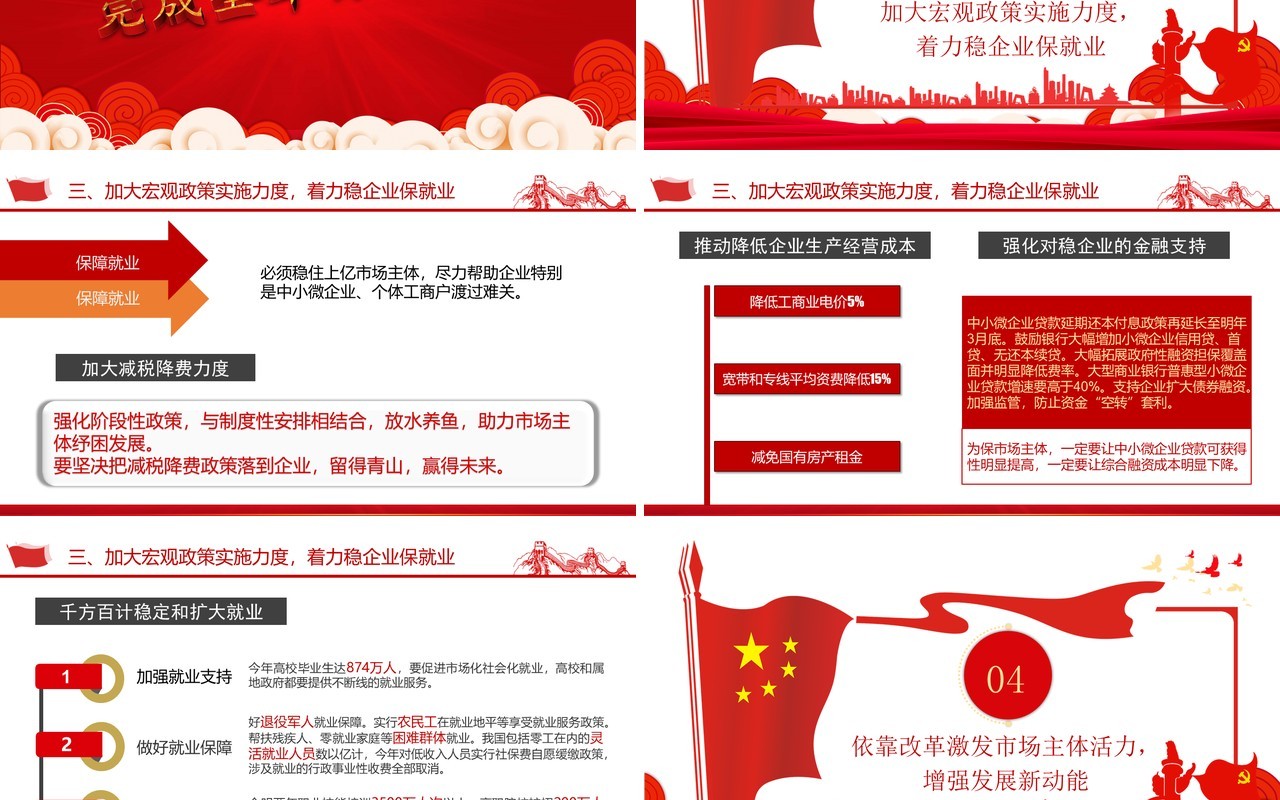 党建全国两会精神学习宣传政府工作报告PPT模板