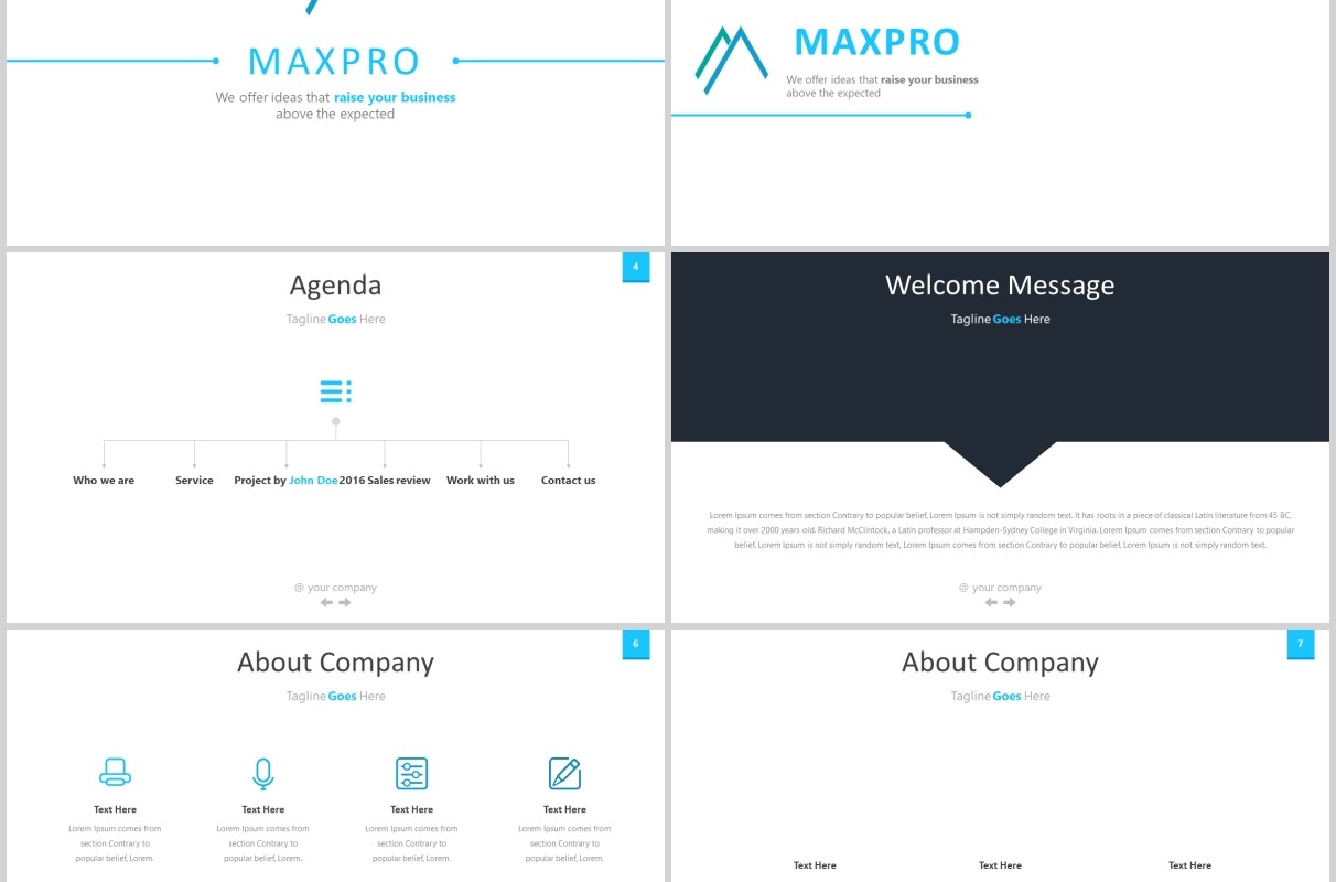 蓝色简洁公司团队介绍个人简介PPT模板maxpro powerpoint template