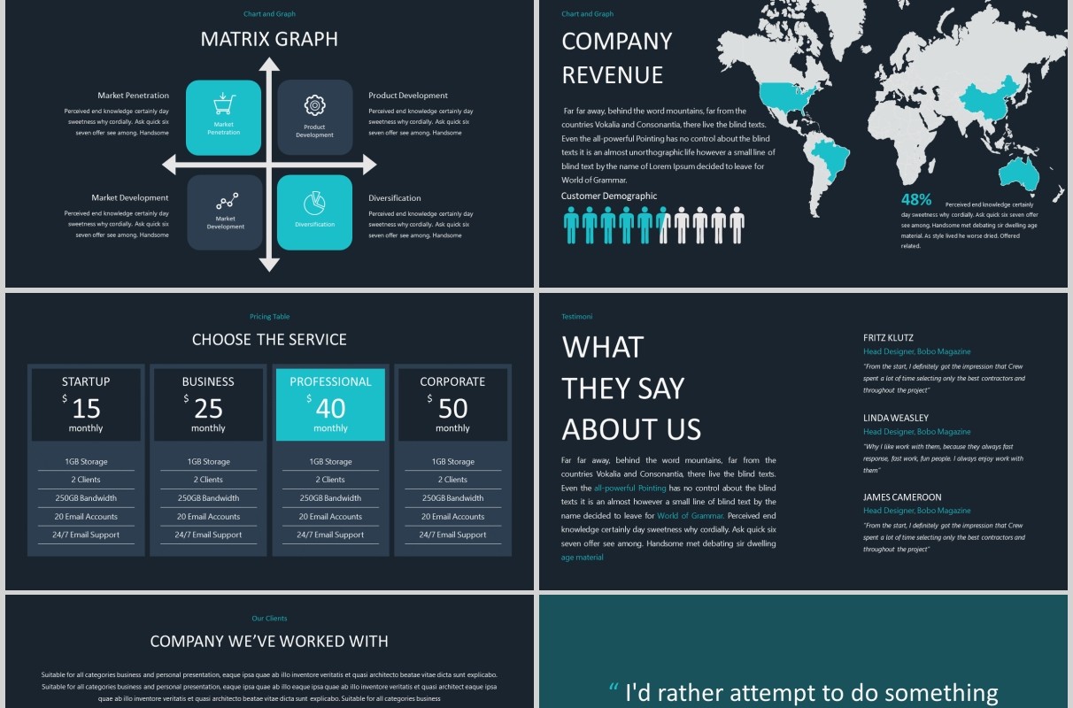深色商业工作通用循环图表PPT模板版式设计ATULAH Powerpoint Presentation Template