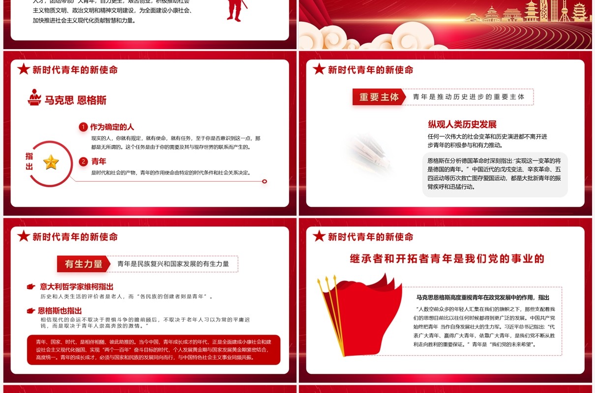 微团课青春学党史建功新时代学习纪念五四运动PPT模板