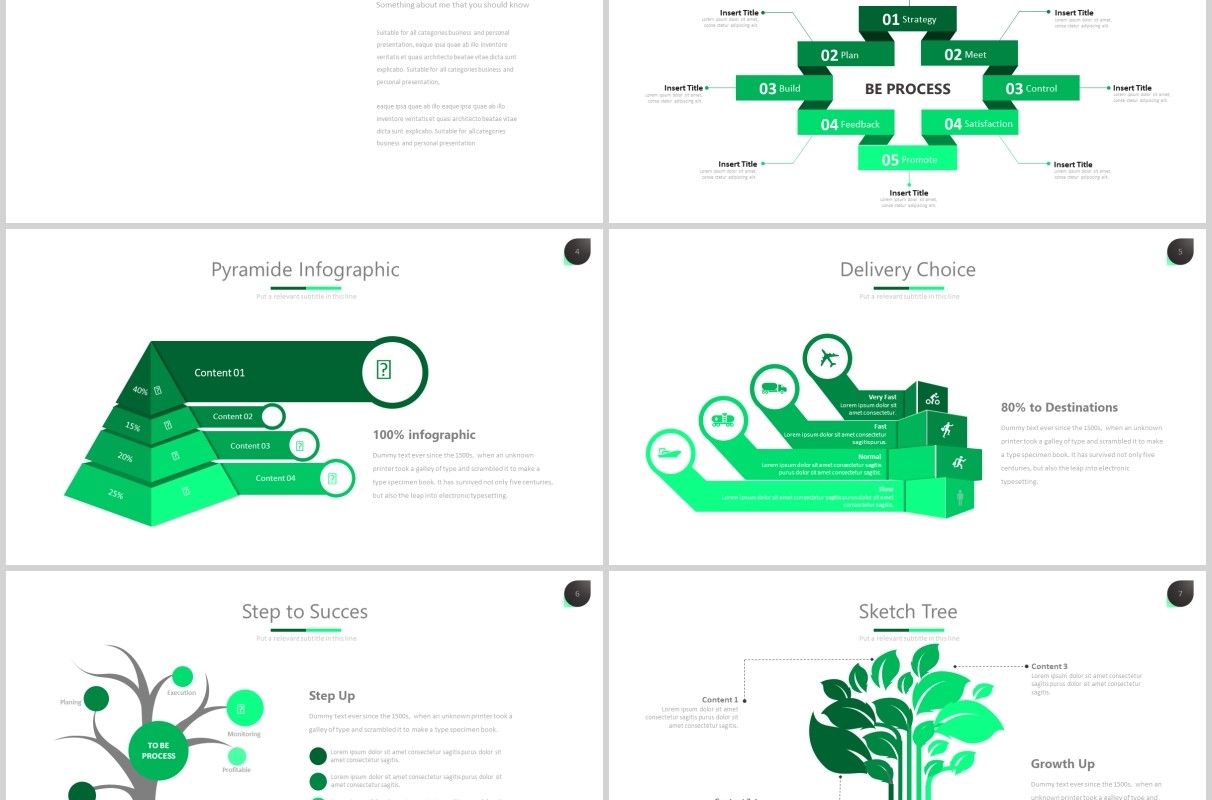 绿色公司宣传介绍流程图PPT可插图排版模板Twenty 5 - Powerpoint Template