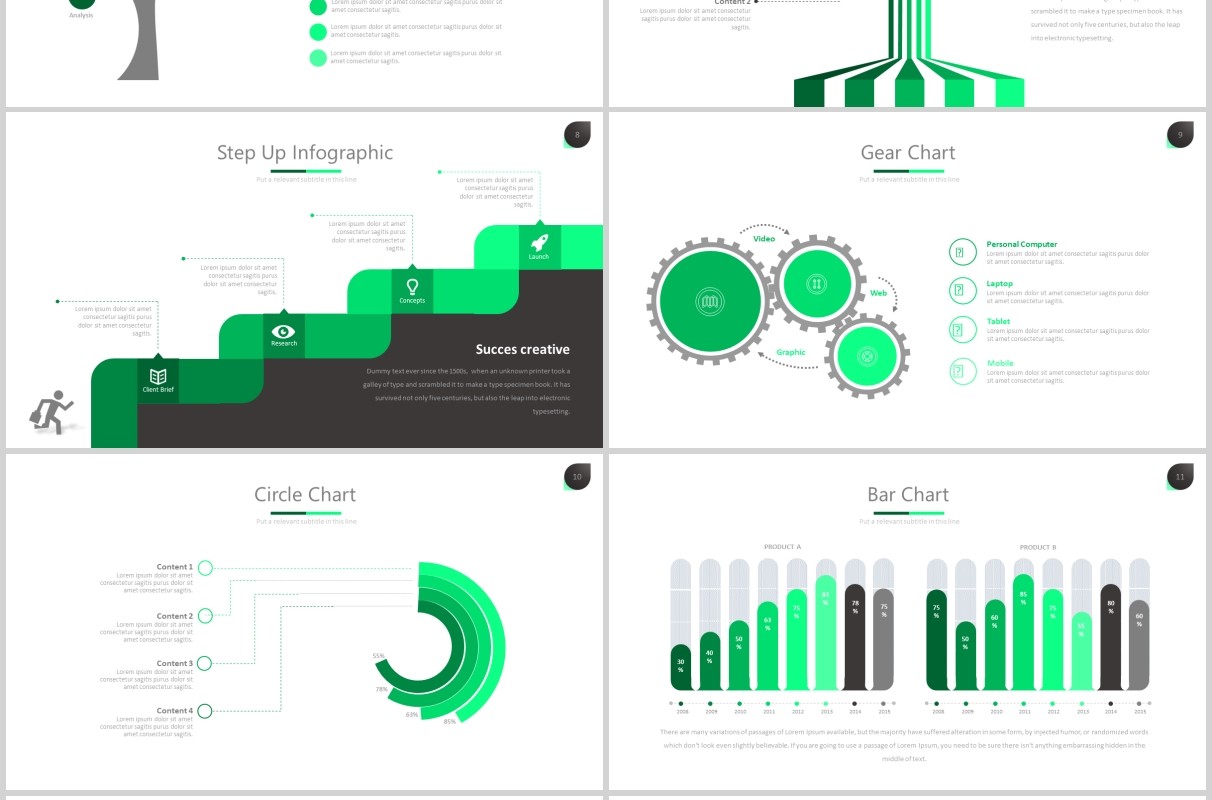 绿色公司宣传介绍流程图PPT可插图排版模板Twenty 5 - Powerpoint Template
